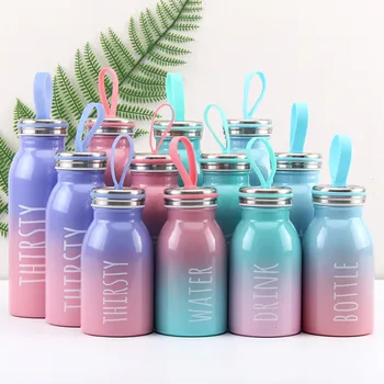 

20pcs/lot 260ml/350ml/450ml Creative design Color milk bottle mug student portable 304 stainless steel Vacuum Flask