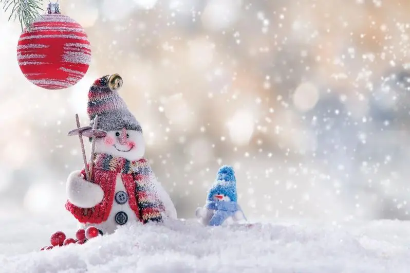 

Laeacco Christmas Ball Snow Snowman Light Bokeh Baby Photography Background Customized Photographic Backdrop For Photo Studio