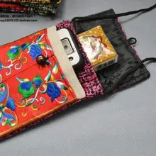 Wholesale10PCS ручной работы в этническом стиле ретро; туфли из украшенного вышивкой льняного телефон POUCHE сотовый Чехол для телефона