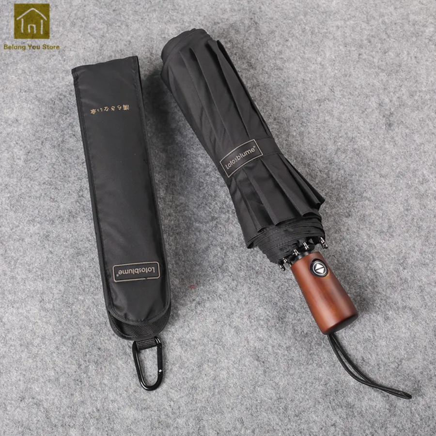 Складной зонт мощный Ветрозащитный Автоматический большой женский зонтик для