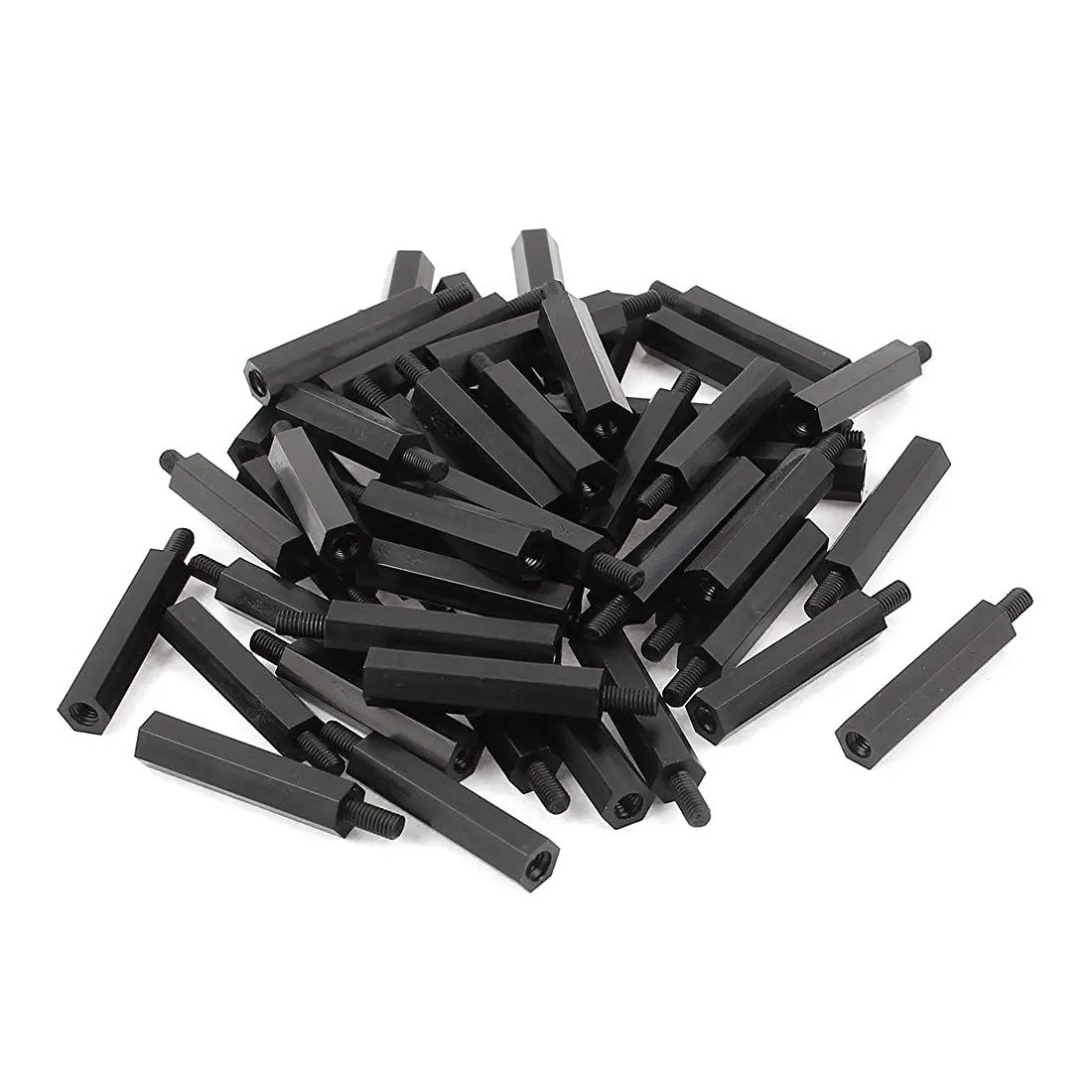 

SHGO Hot M3 25+6mm Male Female Thread Nylon Hex Standoff Spacer Pillar 50pcs