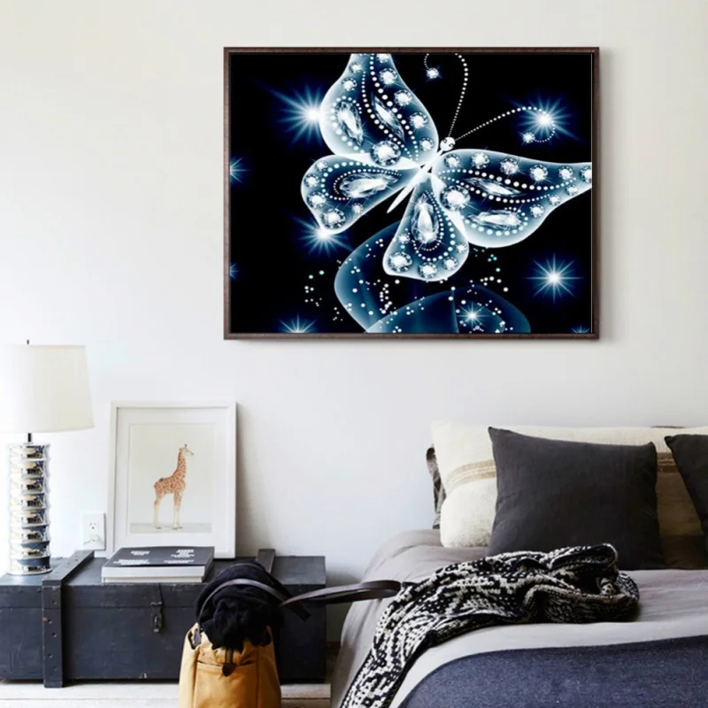 

Full Diamond 5D DIY Diamond Painting Butterfly Embroidery Cross Stitch Rhinestone Painting Home Bedroom Decor Gift 30 x35 cm