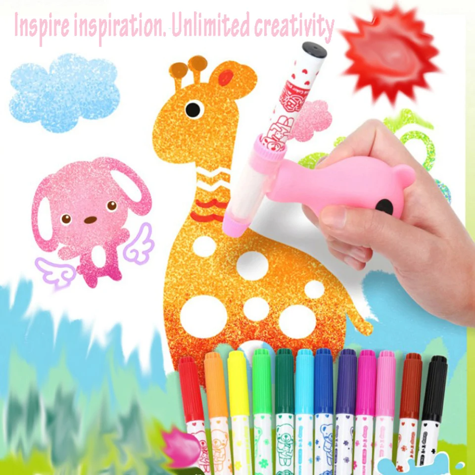 12 24 Spray Color Art Marker Pen Drawing Set Children Watercolor Pen