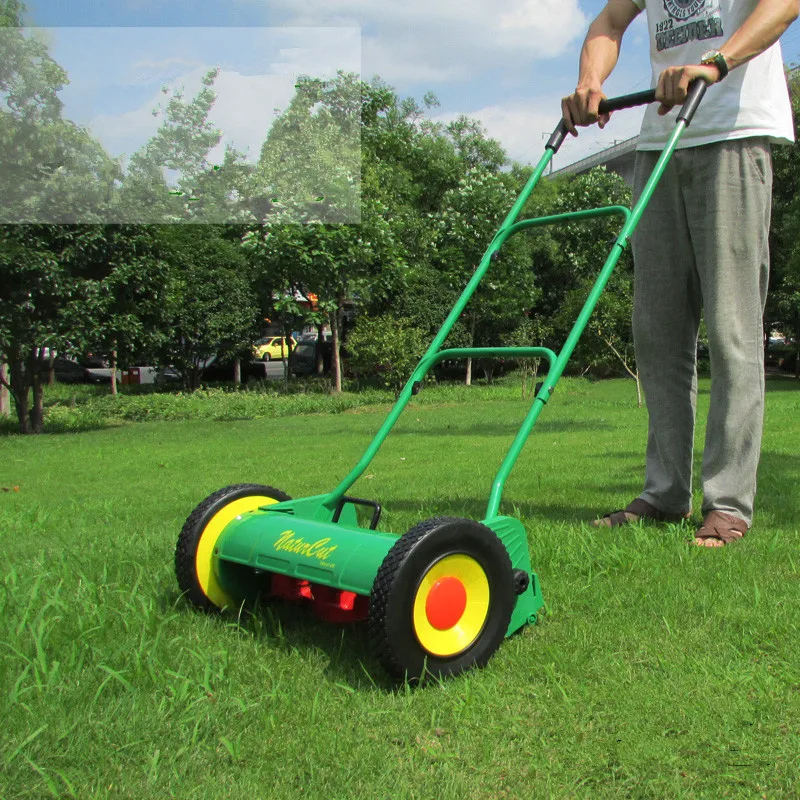 16 인치 5 블레이드 Unpowered 손 푸시 릴 가정용 깎는 바퀴 정원 도구 잔디 깎는 기계 잔디 트리머 친환경