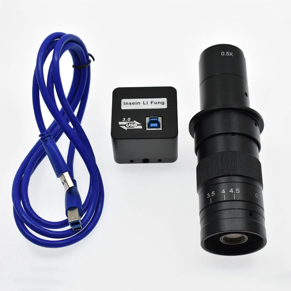 

5.0MP USB 3.0 High Speed Free Drive Microscope USB Measurement Camera+130X 180X Adjustable Magnification 25mm Zoom C-mount Lens