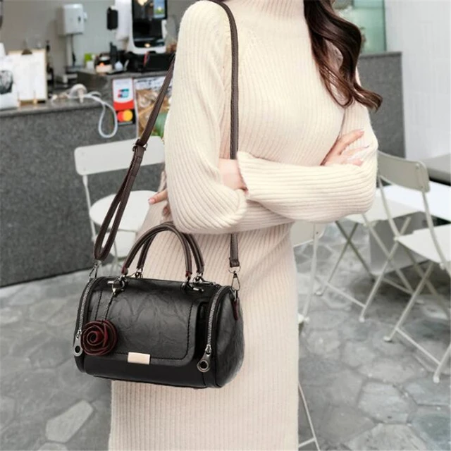Fashion Women Shoulder Bag with Flower Pendant Ladies Totes Party Purse Boston Handbag Casual Female Messenger Crossbody Bags 6