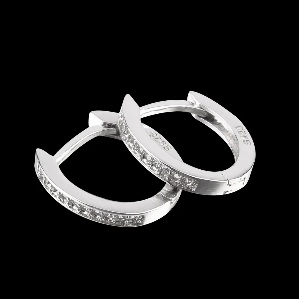 

Unisex Elegant Silver Single-row Wedding Hoop Earings for Women Charm Jewelry Special Gift Easy Matching for Parties
