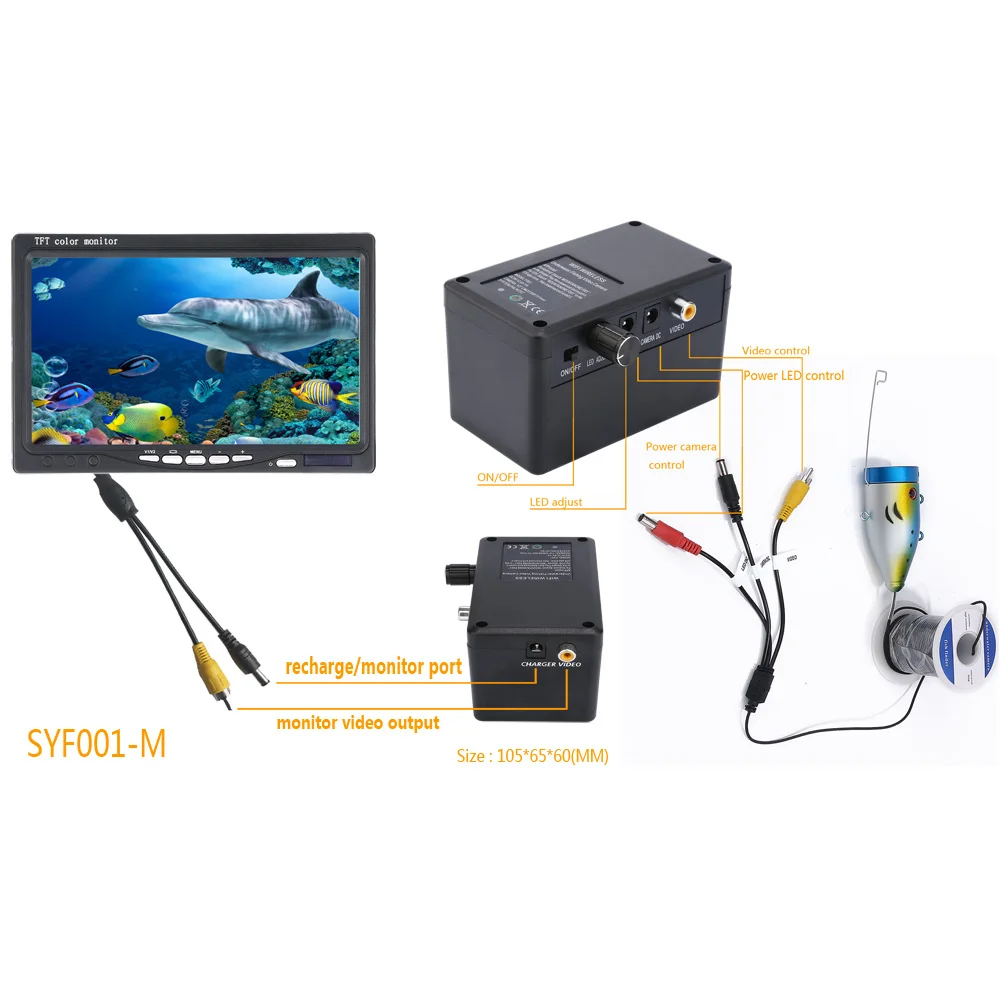 Smartyiba 7 "TFT 50 м 1000tvl Подводная охота Видео Камера комплект, HD WIFI Беспроводной для IOS Android приложение поддерживает запись видео