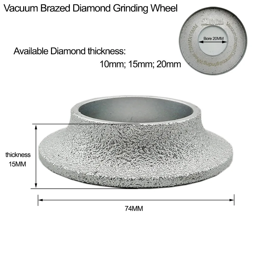 Dia75mmX15mm, 1/4 round Vacuum Brazed Diamond  HAND-HELD Profile wheel For demi bullnose edge