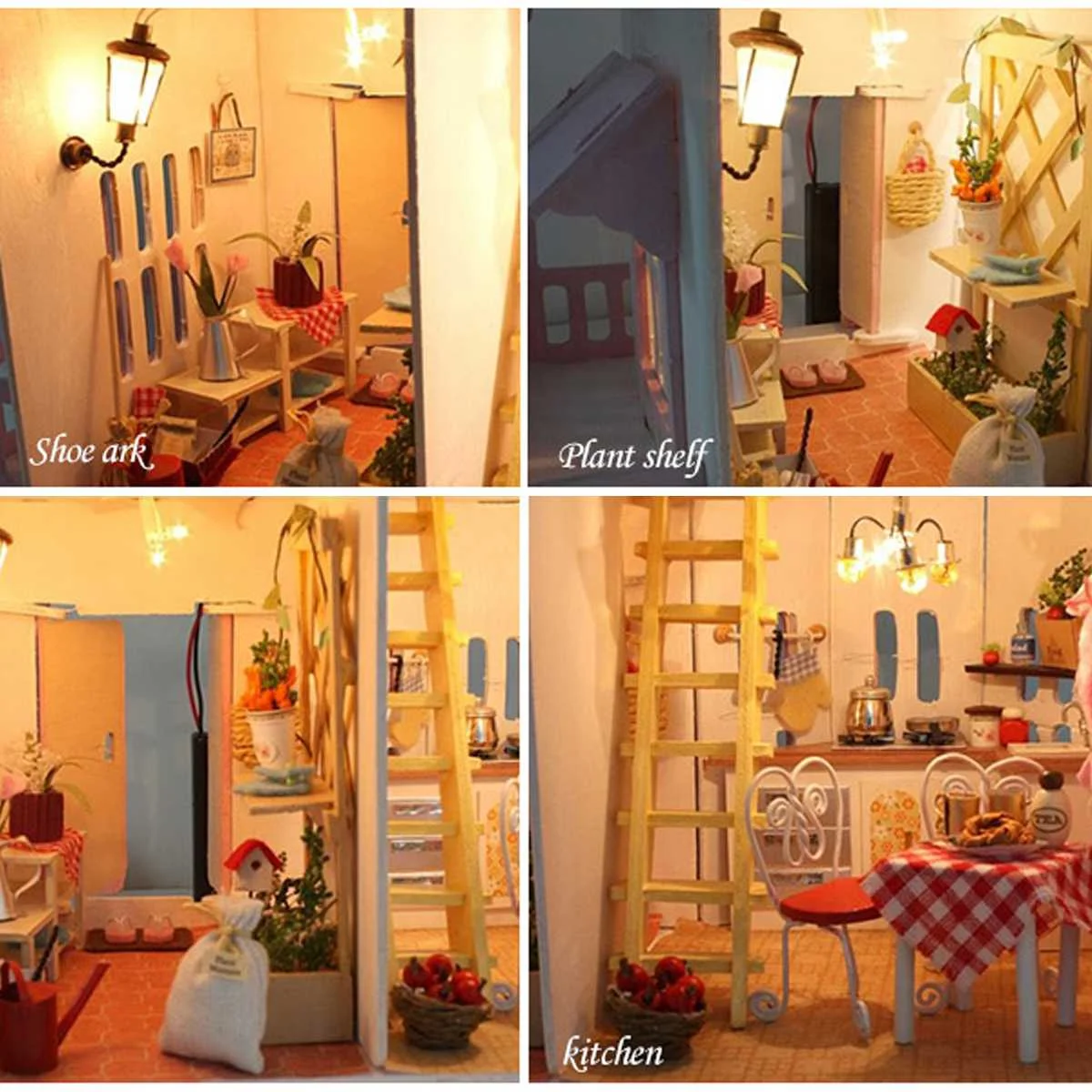 Светодиодный светильник ручной работы, миниатюрный кукольный домик, деревянный кукольный домик, миниатюрная коробка, мебель, кукольный дом, аксессуары для детского подарка