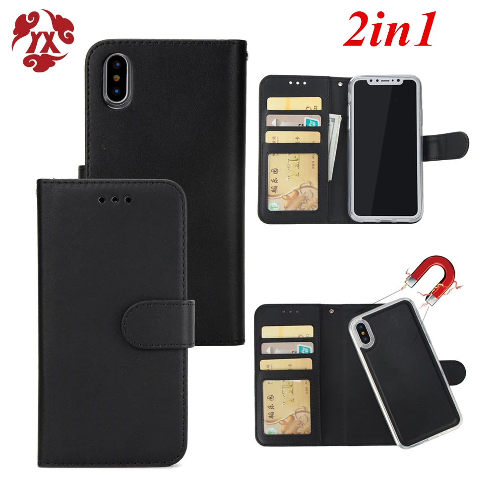 

YX 2 in 1 Magnetic Detachable Leather Wallet Case For iPhone XS 78 6 XR Plus 5G SE Phone Case Magnet Removable Ultra Slim Cover