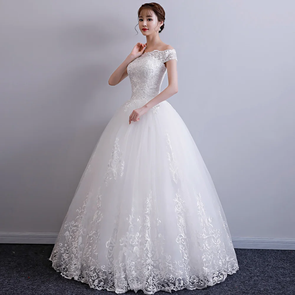 Fansmile/Новое винтажное бальное платье Vestidos de Novia, Тюлевое свадебное платье, Качественное кружевное свадебное платье принцессы FSM-017F/T