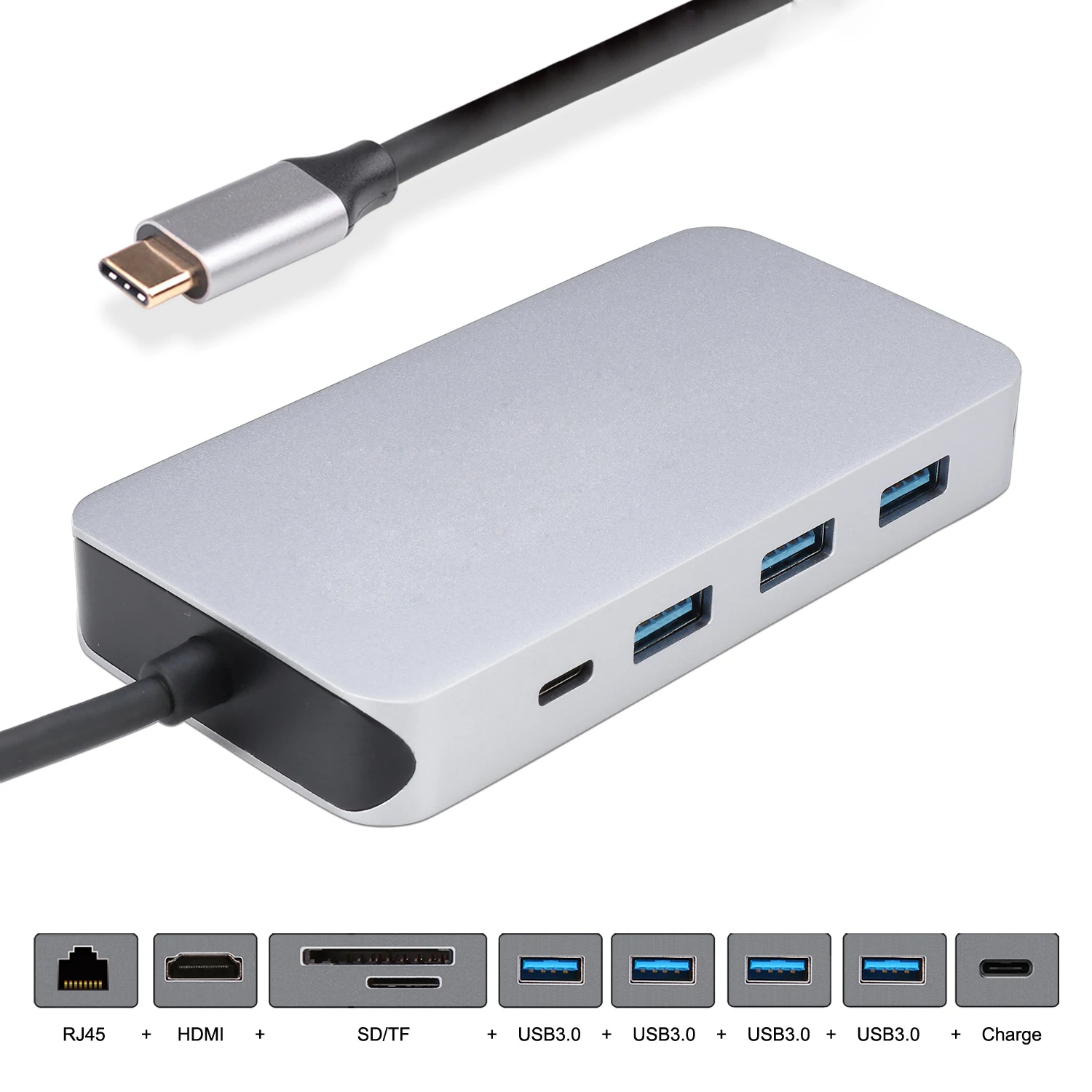 Thunderbolt 3 док-станция USB-C HDMI Ethernet 4 порта концентратор TF SD зарядное устройство кардридер многопортовый адаптер