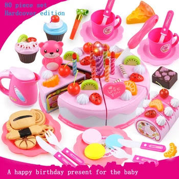 

Children's Play House Real Life Kitchen Birthday Cake Cutting Toys Fruit Cutting DIY Creative Gift Pretend Play Funny Toy GF133