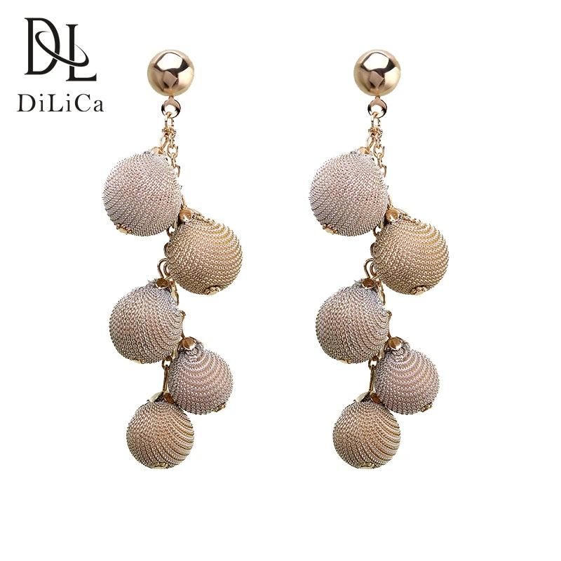 

DiLiCa Trendy Drop Dangle Earrings for Women Big Alloy Beads Statement Earrings Female Long Earring orecchini pendenti lunghi