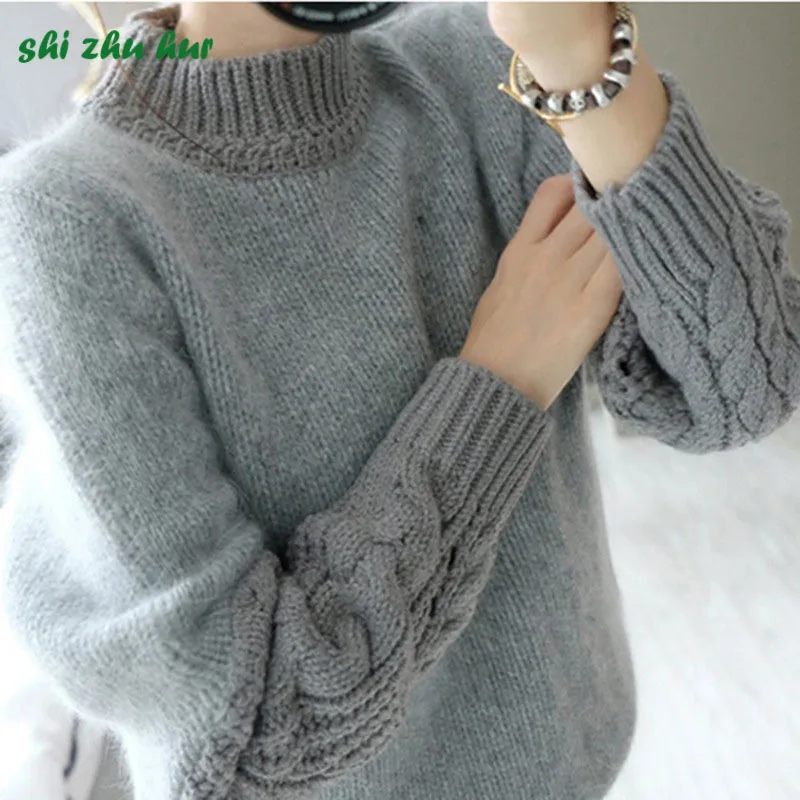 Girls Fashion Knit Sweaters Autumn/Winter Long Sleeve Solid Color Knit Warm Sweater 10-20Years Girl Costume Thickening Hot sale Girls Fashion Knit Sweaters Autumn/Winter Long Sleeve Solid Color Knit Warm Sweater 10-20Years Girl Costume Thickening Hot sale