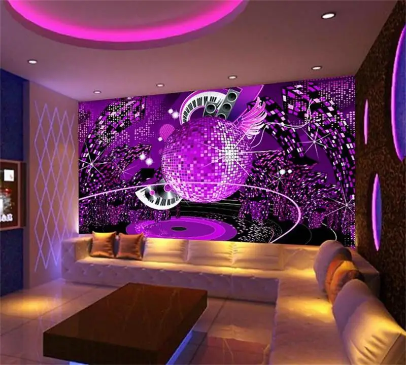 

3D Wallpaper Photo Wallpaper Custom Mural Purple Diamond Karaoke HD Painting Bar KTV Room Background Wall Wallpaper For Walls 3D