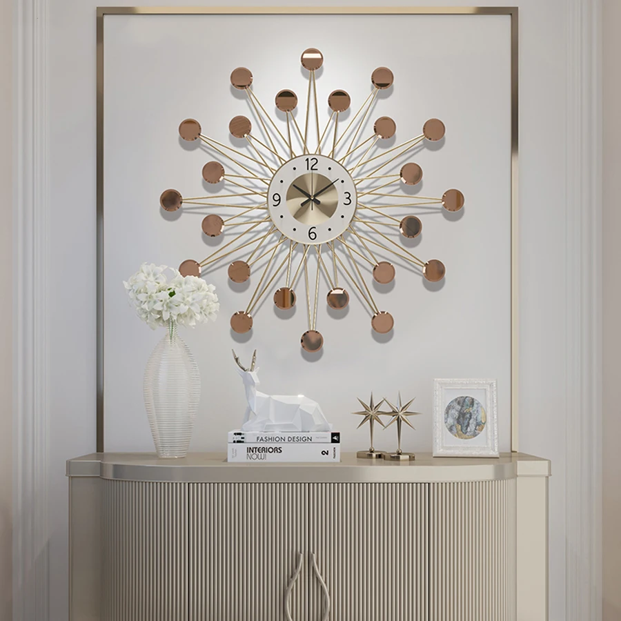 

Luxury Large Metal Wall Clock Modern Design Iron Art 3D Decoration Hanging Nordic Metal Clocks Wall Watch Home Decor 70 cm