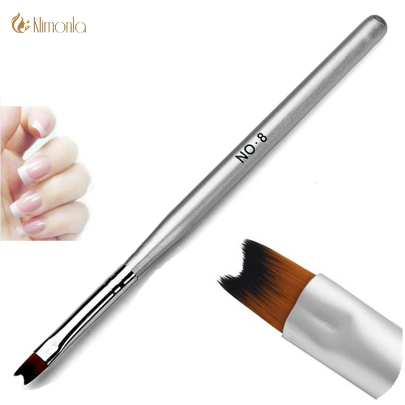 

Professional French Tips Nail Art Brush Acrylic UV Gel Drawing Painting Nylon Pen Silver Handle Manicure Salon Nail Art Tool