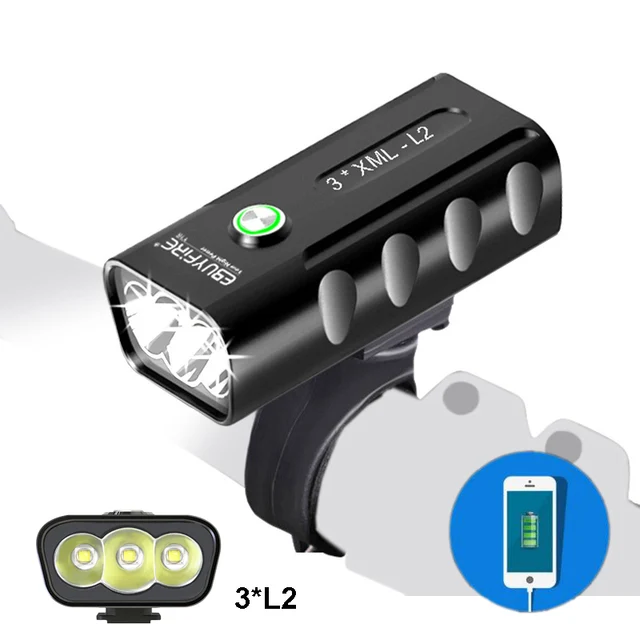 Special Price 3L2 6000LM Bike Lights Bicycle Light Cycling headlight Front Lamp Built in Battery USB Charging for phone