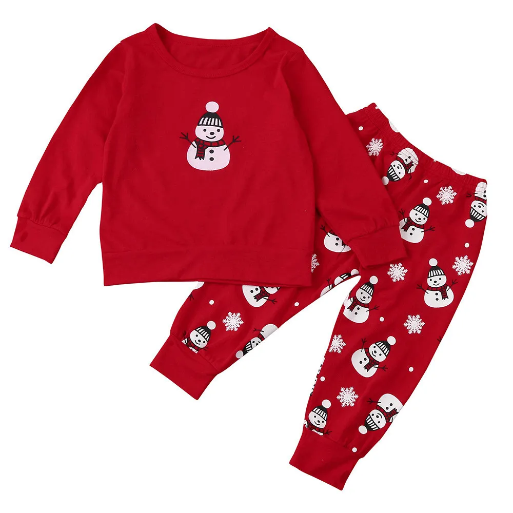 Одинаковые комплекты для семьи на год и Рождество Одежда для новорожденных мальчиков и девочек Футболка с принтом Топ+ штаны, комплект BFOF