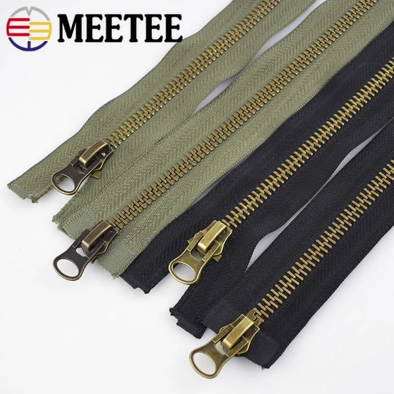 

Meetee 8# Metal Zipper 15/18/20/25/70/80/90/100/120cm Double Sliders Coat Down Jacket Zip Repair DIY Clothing Sewing Accessories