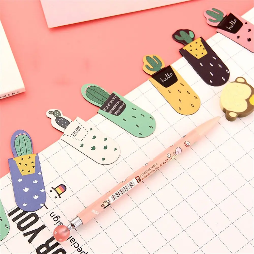 3 шт. милые кактус магнитные закладки Kawaii бумажные разделители книжные страницы