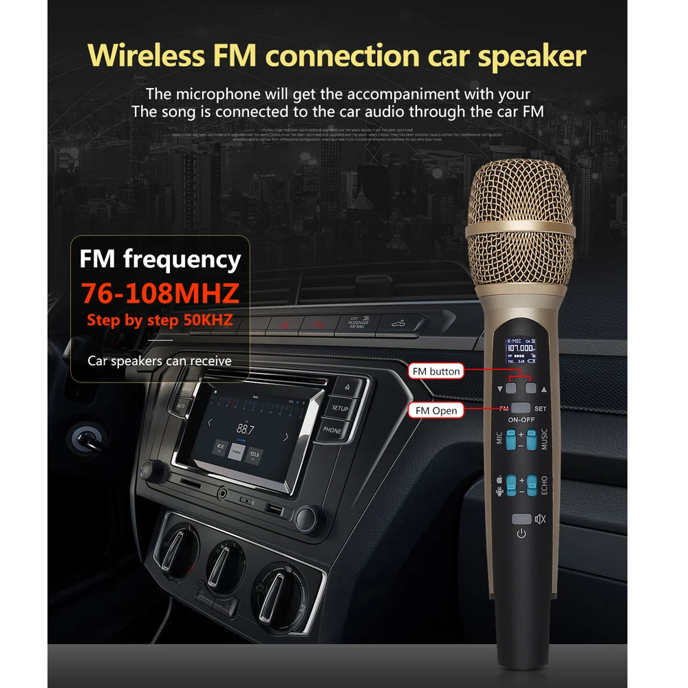 TKL MIC100 Wireless car Karaoke microphone FM