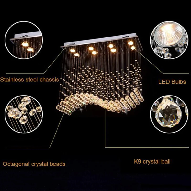 Современный светодиодный светильник прямоугольной формы для гостиной K9, хрустальные люстры, Светильники для кафе, офиса, помещений, дома, светильник
