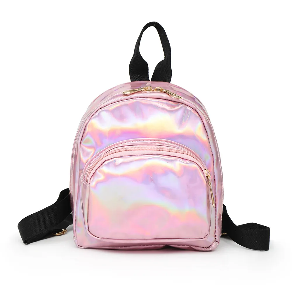 Women Laser Hologram PVC Backpacks Girls Shoulder School Backpack Female Small Leather Holographic Travel Bag Mochila Feminina