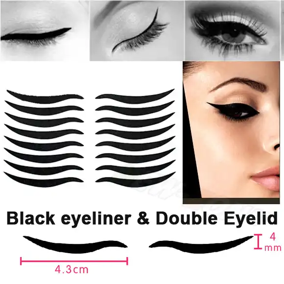 Autocollant Yeux De Chat Sexy Eyeliner Noir Et Bande A Double Paupiere Tatouage Fume Maquillage Des Yeux 48 Autocollants Aliexpress