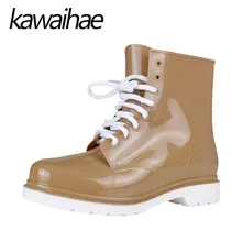 PVC Rubber Shoes Female Waterproof Rainboots Women Rain Boots Kawaihae Brand Knight Riding Boots