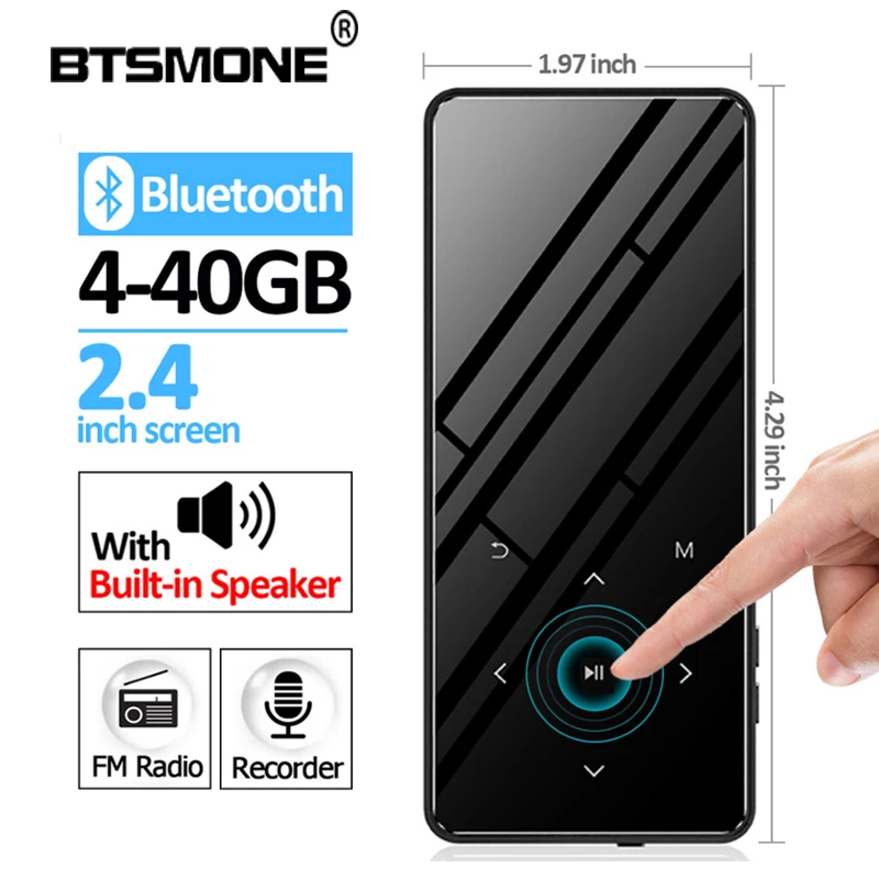 

Btsmone new 2.4 inches touch screen slim mp3 player Built-in Bluetooth and 16G with loudly Speaker FM /radio expand up to 128GB