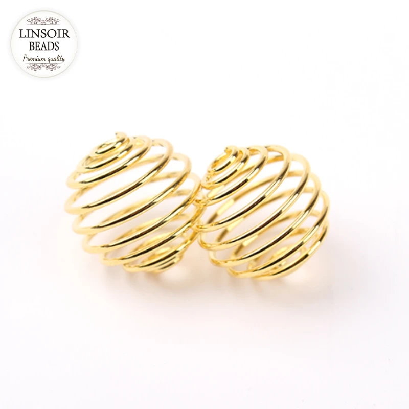 

50pcs/lot Golden Color Spring Beads Caps Fit Necklace Bracelet Connectors Clasps Screw End Caps Jewelry Making Diy F2027
