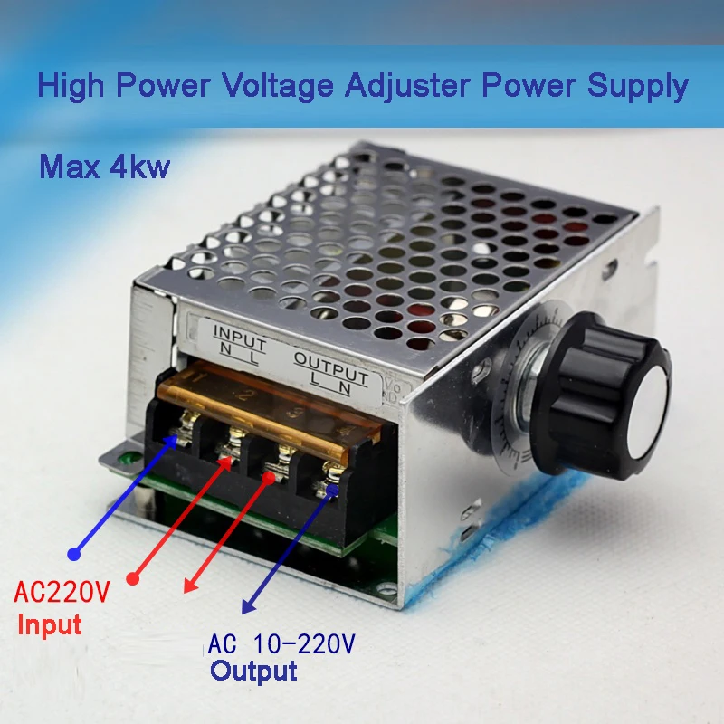 Вход 220В переменного тока, регулируемый выход 10В~ 220В переменного тока, максимум 4000 Вт, однофазный регулятор напряжения, чтобы контролировать светильник/тепло/скорость