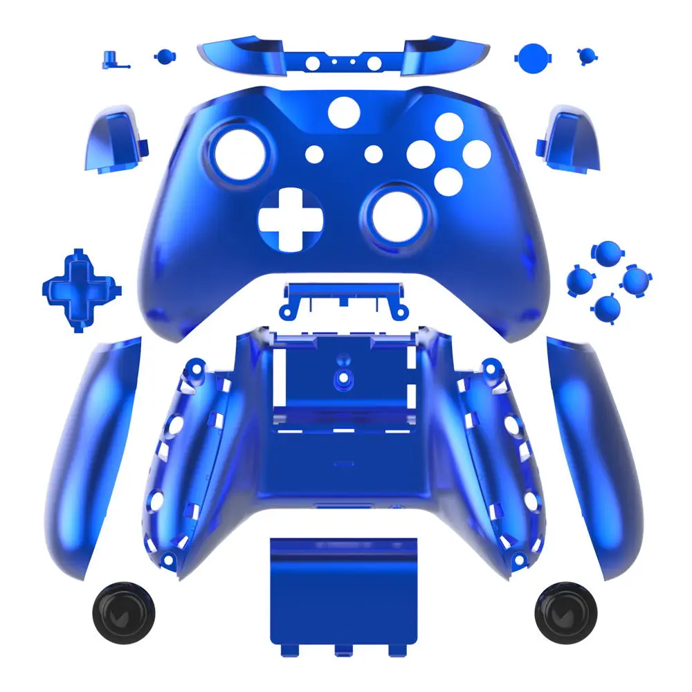 Хром Замена Полный корпус и кнопки мод комплект для Xbox One тонкий контроллер пользовательский чехол Корпус для Xbox One S Slim - Цвет: Темно-синий