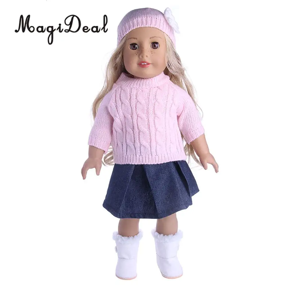 Fairy Clothes for   for   My Life 18 inch Doll Sweater Tops Pleated Skirt W/ Hat Clothing Accessories