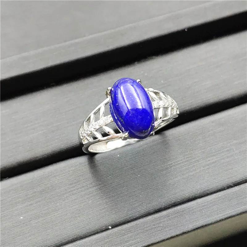 

Natural Royal Blue Lapis Lazuli Ring Oval Shape 12x9mm Crystal 925 Silver Sterling Woman Party Love Gift Adjustable Ring AAAAA