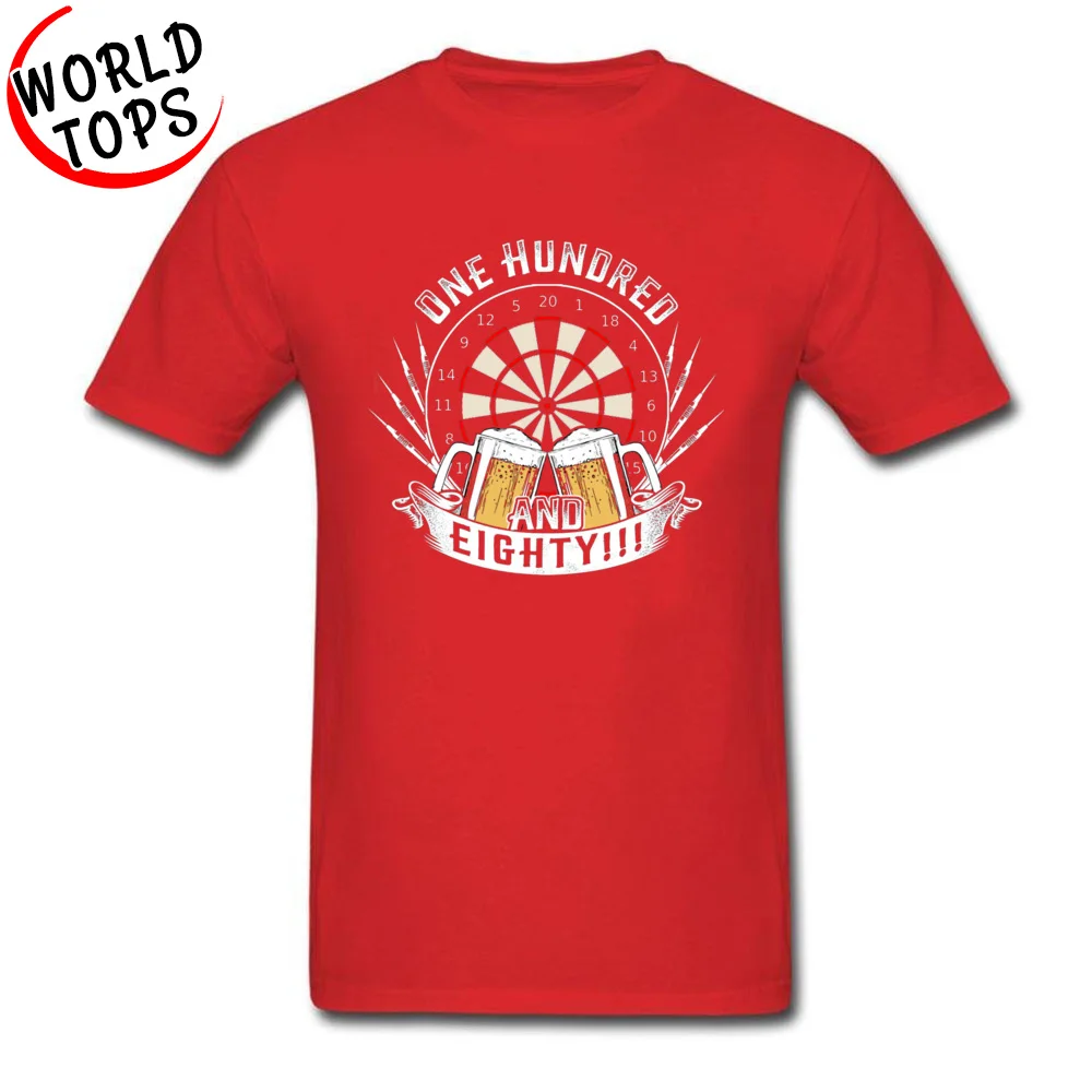 Design T-Shirt for Men Funny Summer Fall Tops Shirt Short Sleeve Cute Casual Tee Shirt Crew Neck 100% Cotton Top Quality One hundred and eighty dart beer gift 5631 red