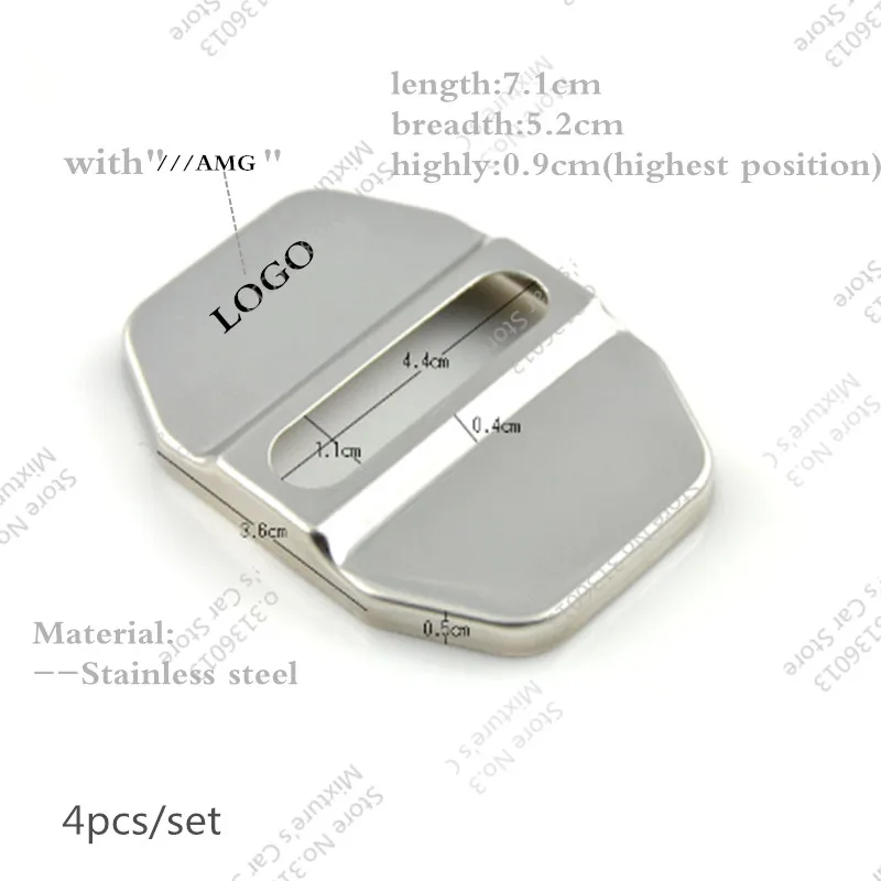 

4pcs/set 3D sticker Stainless Steel Car Door Lock Buckle Cover Decoration For Mercedes Benz With AMG Logo