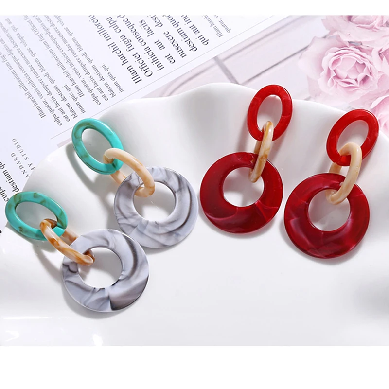 Vintage Pattern Geometric Acrylic Resin Earrings Exaggerated Tassel | Украшения и аксессуары