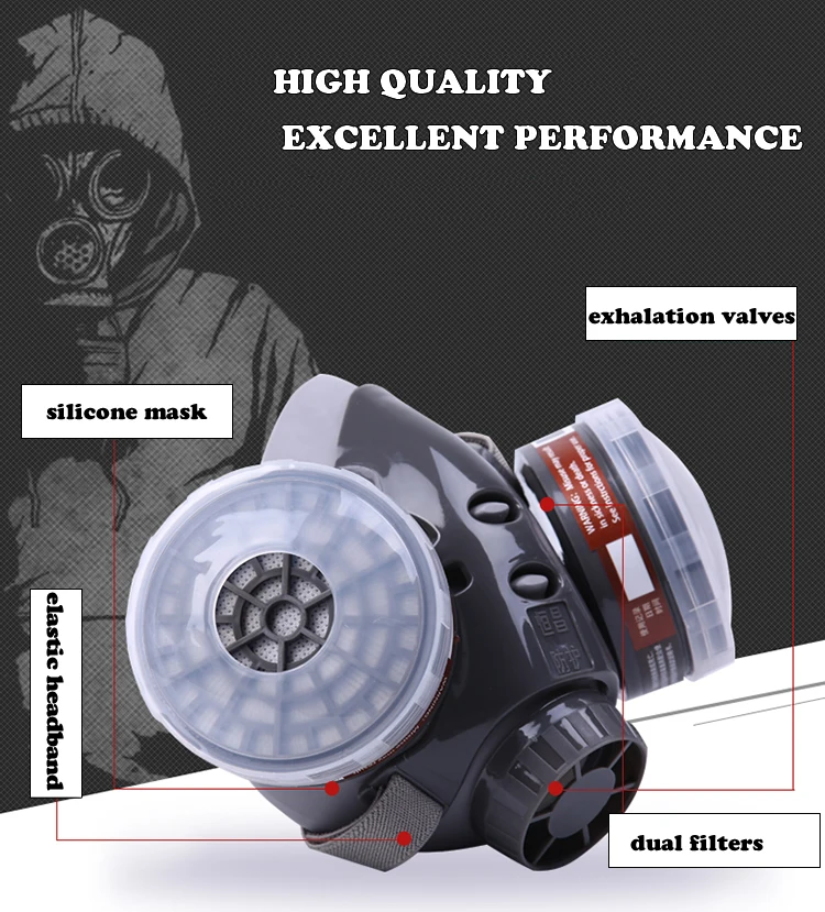 Новая Пылезащитная маска с защитными очками, двойные фильтры, химический респиратор для распыления, покраска, фабричное производство