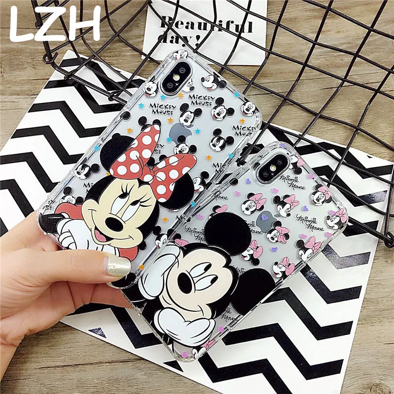 

Cute Couple Cartoon Mickey Minnie Soft Clear TPU Cover Case for Apple iPhone XS Max Protective Shell for iPhone XR 6 6S 7 8 Plus