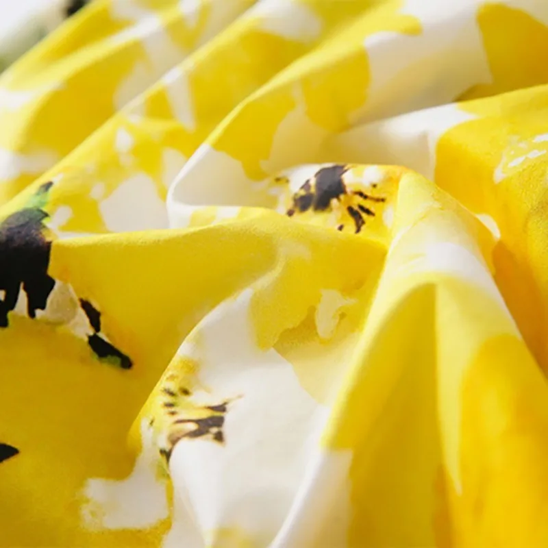 TWOTWINSTYLE летнее повседневное женское платье с принтом отворотом пышными плечами