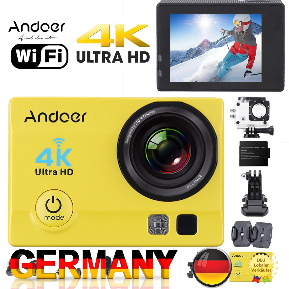 

DE US Promotion Andoer Action Camera Q3H 2" Ultra-HD LCD 4K 1080P 60FPS Output 16MP with Diving 30-meter Waterproof Case
