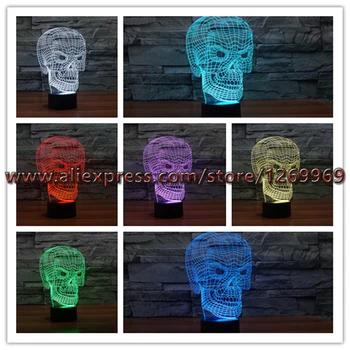 

3D Skull Atmosphere Night Lights Touch Sensor Led living/bedroom table/desk Lamp Kids toy Gift lamparas de mesa infantil noche