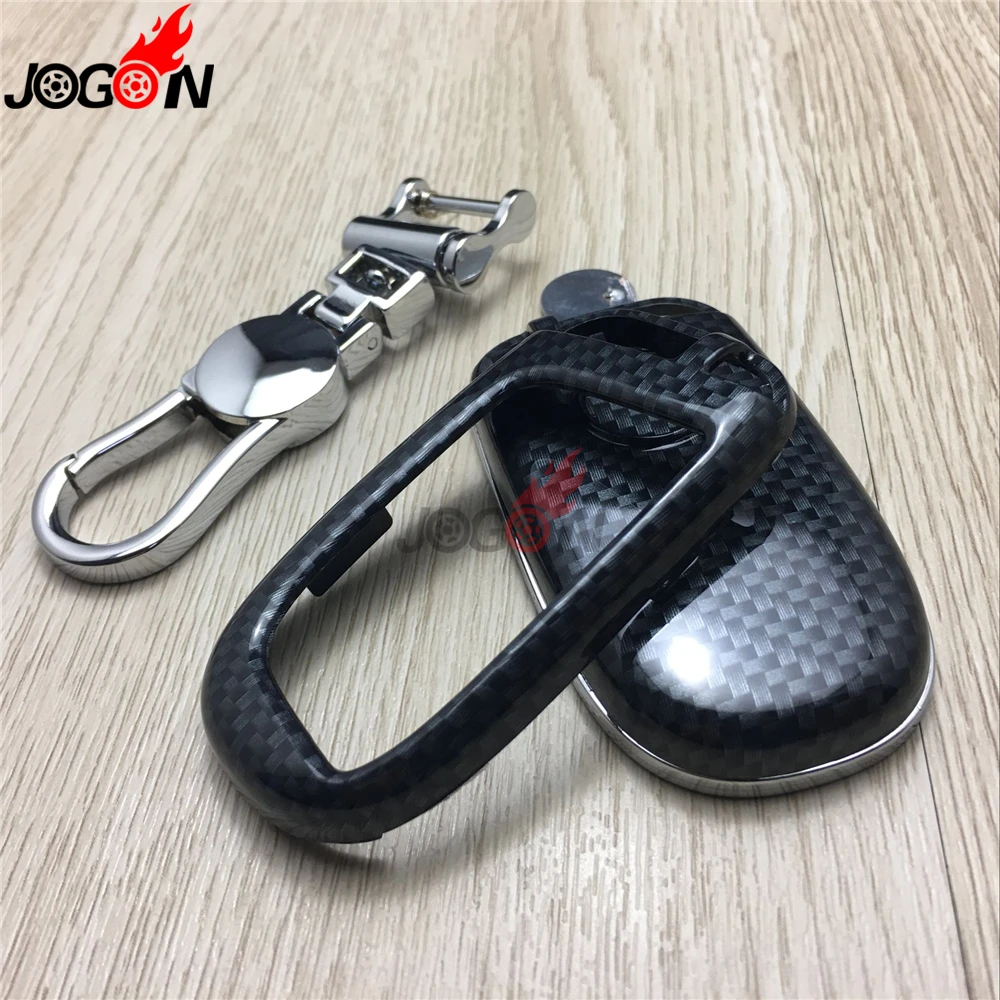 

Carbon Fiber Look Smart Remote Key Fob Case Shell Holder Chain Ring Cover For Chrysler 300C 300 2012 2013 2014 2015 2016 2017