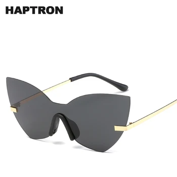 

HAPTRON Luxury cat eye Sunglasses Women Brand Designer Fashion Rimless Sun Glasses moda mujer 2018 Mirror Oculos de sol