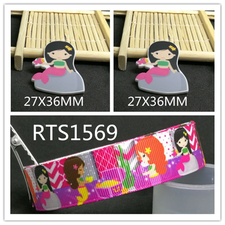 

7/8inch 100yard ribbon and 100pcs resin 1 set printed cartoon printed ribbon and resin RTS1569