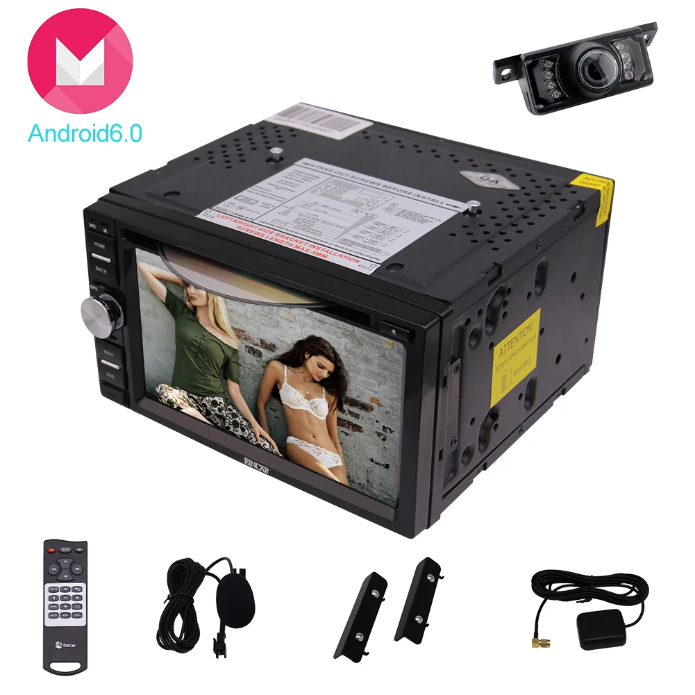 Excellent 6.2 Inch Android 6.0 Double Din In Dash Car Stereo Radio Video DVD CD Player WiFi GPS Navigation Mirror-Link/SWC Cam-in/USB+Cam 2